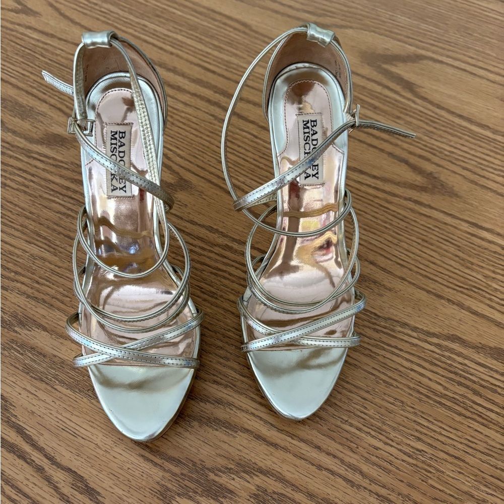 Badgley Mischka Metallic Gold Strappy 5 Inch Heels